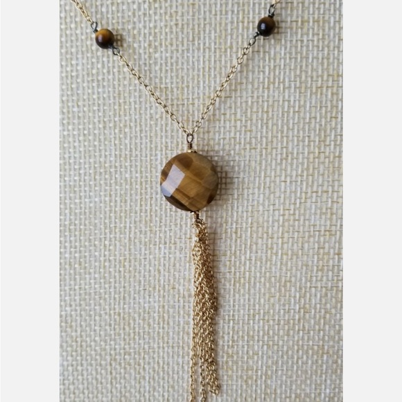 Lia Sophia Gold-Tone Necklace with Brown Faceted Bead & Tassel - Picture 4 of 9